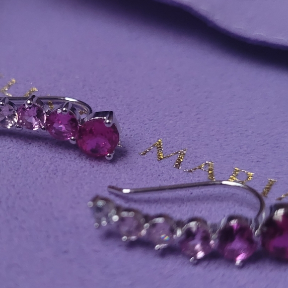 Melinda Maria Ombre Ear Crawler Silver|Pink Saphire - Picture 2 of 6